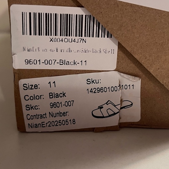 New in box NianEr Black Suede Slide Sandals Size 11 EU 42 - Picture 7 of 7